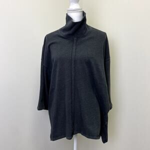 Pure J. Jill Relaxed Knit Poncho Sweatshirt M Cotton Blend Mock Neck